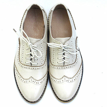 Women's British Style Pointed Toe Leather Flats