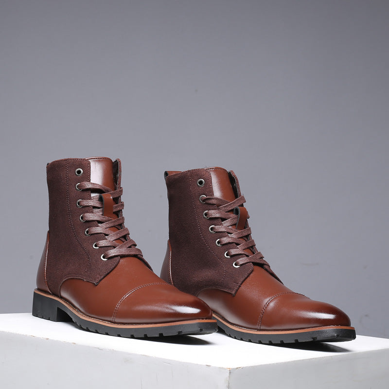 Men's Trendy Color-Block Pointed-Toe Warm Boots