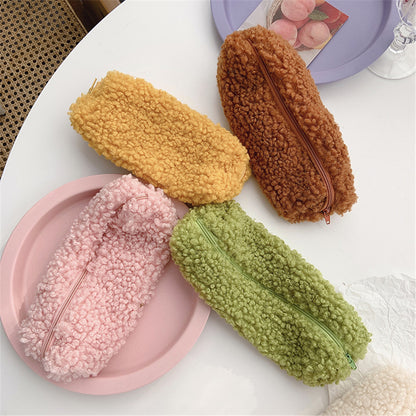 Wool Velvet Pencil Bag - Cute Lamb Design for Students