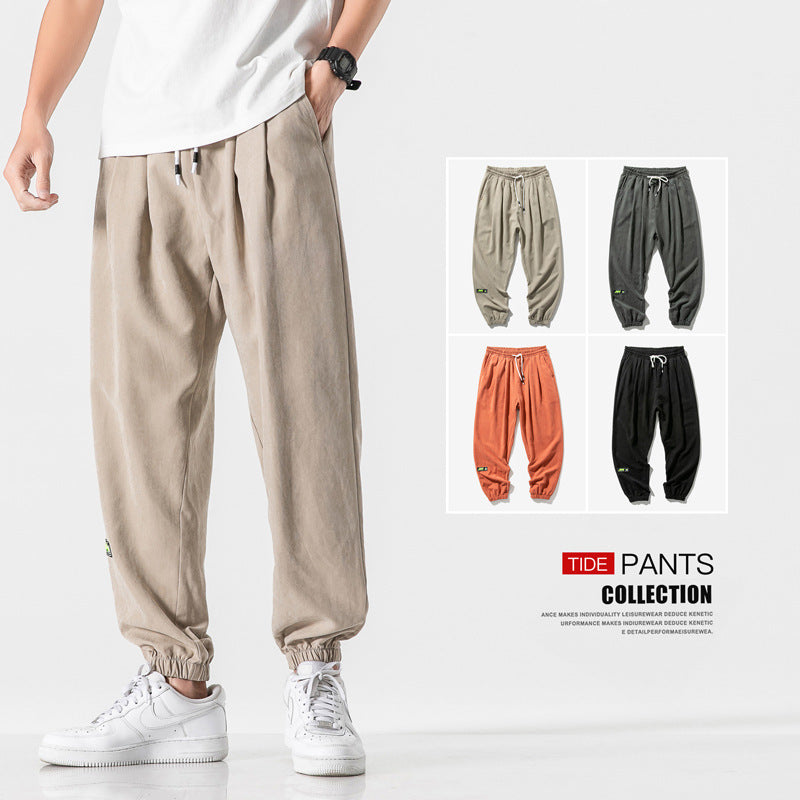 Casual Drawstring Elastic Waist Windbreaker Pants for Men