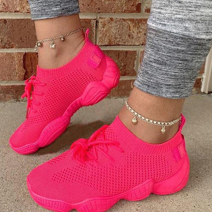 Breathable Women's Mesh Lace-Up Flat Shoes (Large Size)
