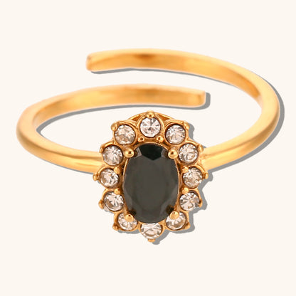 Adjustable Oval Flower Zircon Ring