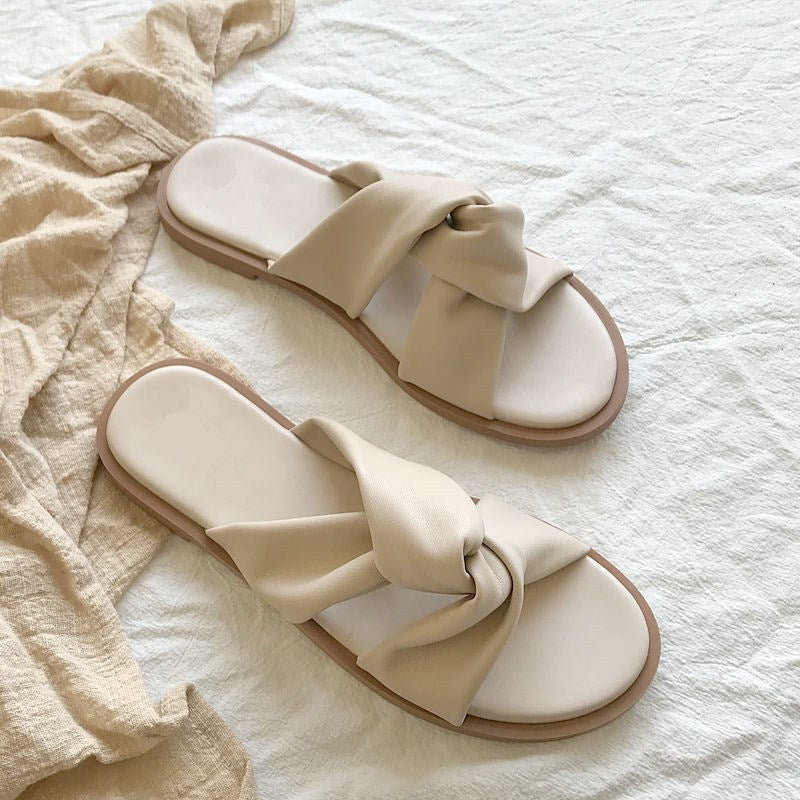 Summer 2020 Korean Style Bow Flat Sandals for Women