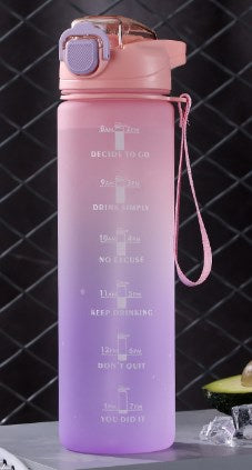 Motivational Water Bottle with Lid and Straw, 1000ml