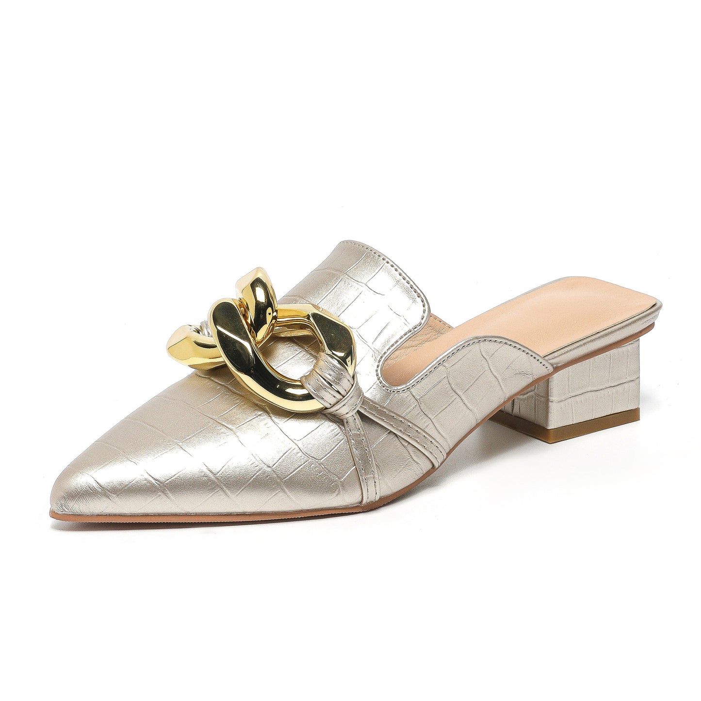 Women's Summer Flat Pointed Shoes with Metal Buckle