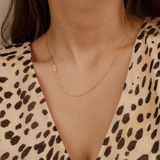 Titanium Steel 26 Letters Necklace in 18K Gold