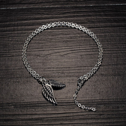 Men's Feather Necklace with Angel Wing Pendant
