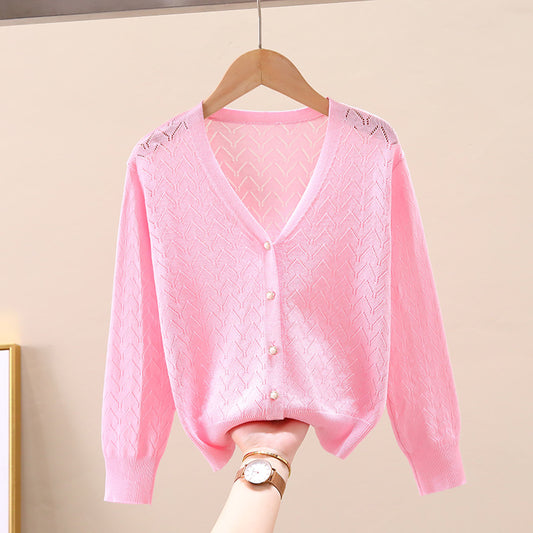 Children's Thin Knitted Cardigan UV Jacket for Ages 5+