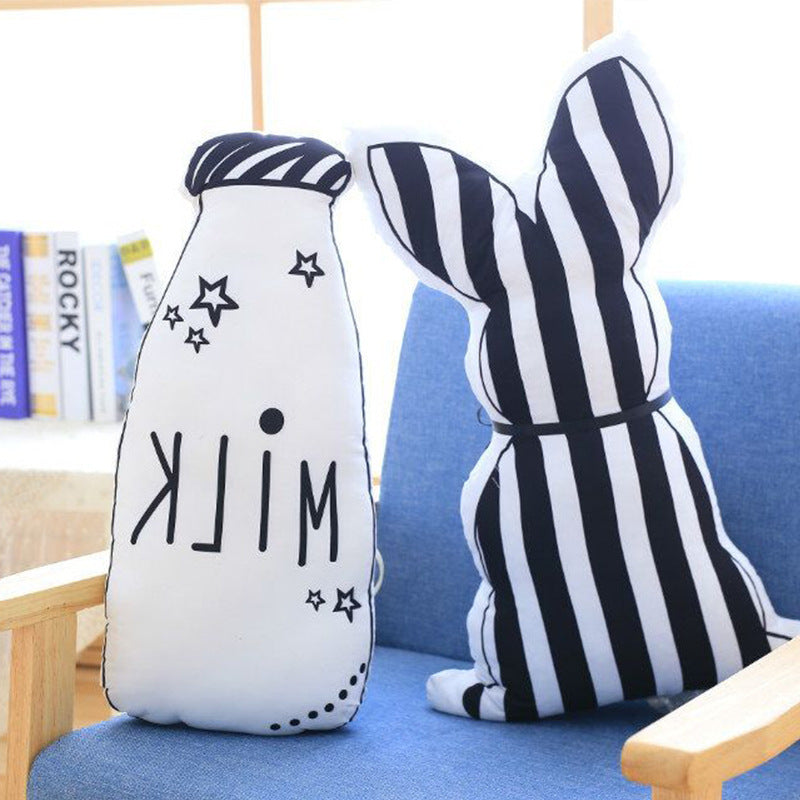Dog Doll Pillow with Rabbit Feeding Bottle Cushion