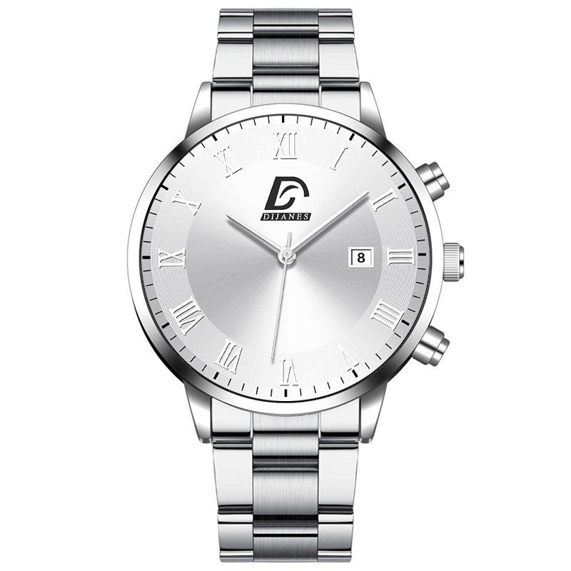 Men's Casual Business Calendar Stainless Steel Watch