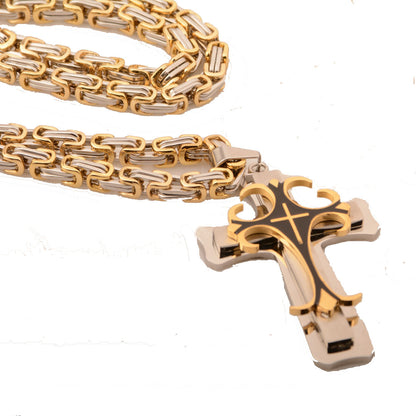 Men's Titanium Steel Cross Pendant Necklace in Hip Hop Style