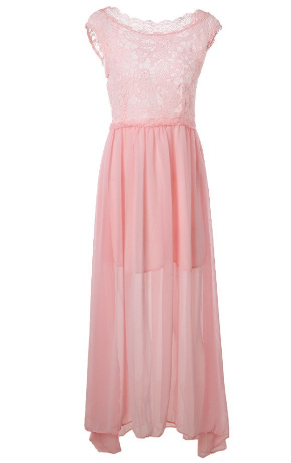 Elegant Lace Backless Sleeveless Maxi Dress