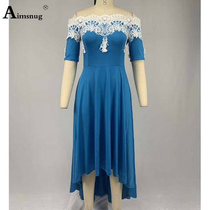 Elegant 5XL Women's Vintage Maxi Dress with Lace Detail