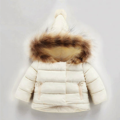 Children's Thick Cotton Coat with Fur Collar