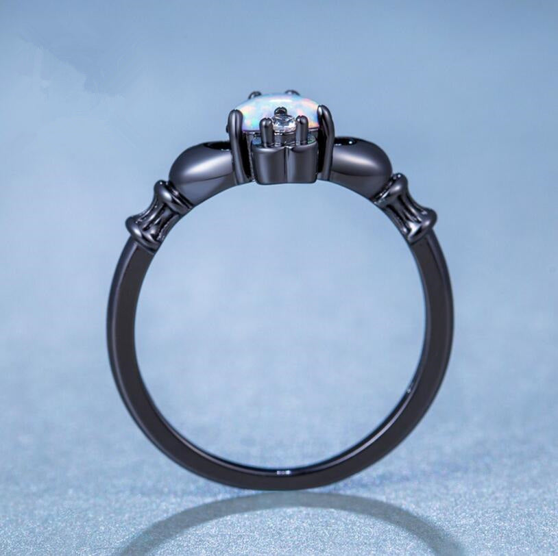 Diamond Ring, Black Gold Ring, Heart Ring