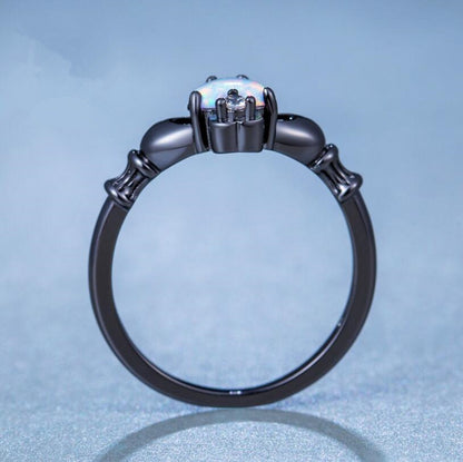 Diamond Ring, Black Gold Ring, Heart Ring