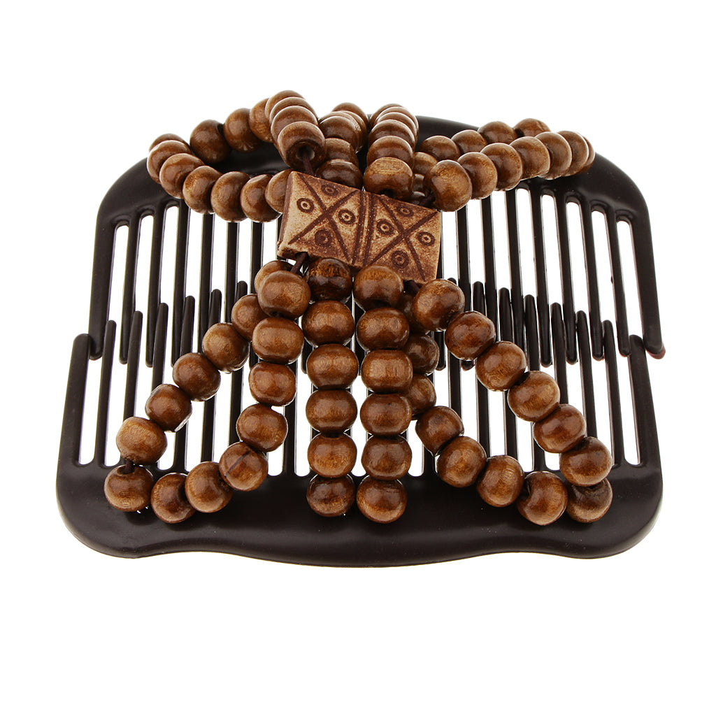 Wooden Bead Double-Sided Hair Comb Styling Tool
