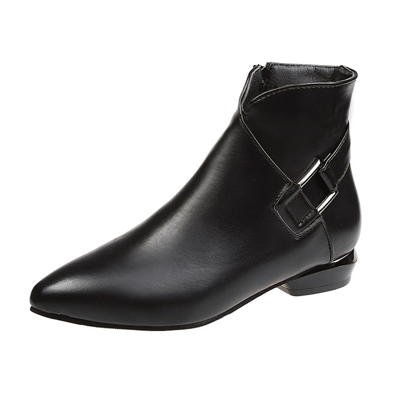 Pointed Toe Women's Low-Heeled Cashmere Martin Boots