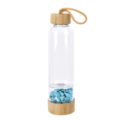 Natural Crystal Quartz Stone Energy Glass Water Bottle
