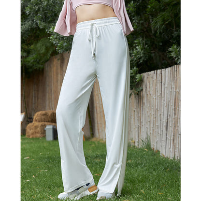 Pink Ice Silk Wide-Leg Trousers for Spring/Summer 2024
