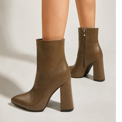 Women's Thick-heeled Pointed High-heeled Boots