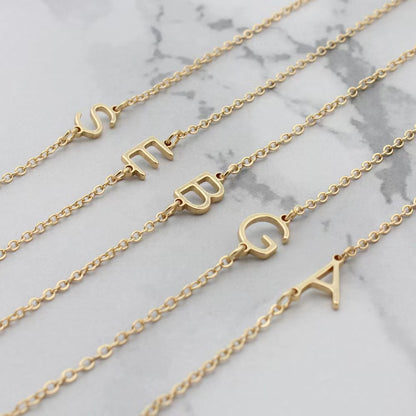 Titanium Steel 26 Letters Necklace in 18K Gold