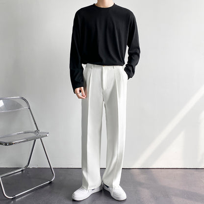 Men's Wide-Leg Loose Straight-Leg Trousers for Spring/Summer