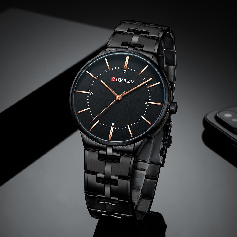 Stylish Men's Quartz Watch with Steel Band