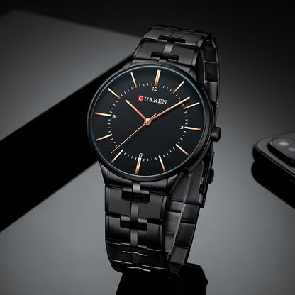 Stylish Men's Quartz Watch with Steel Band
