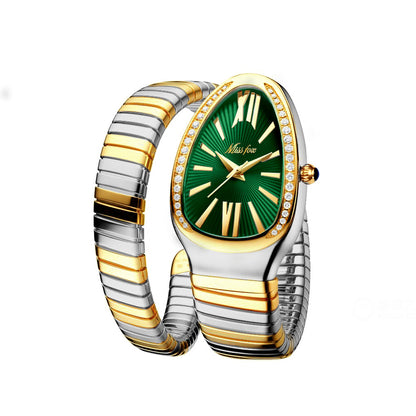 Women's Stainless Steel Serpentine Watch with Diamonds