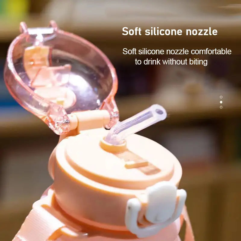 Bear Shaped Water Bottle with Lid and Straw (800ml)