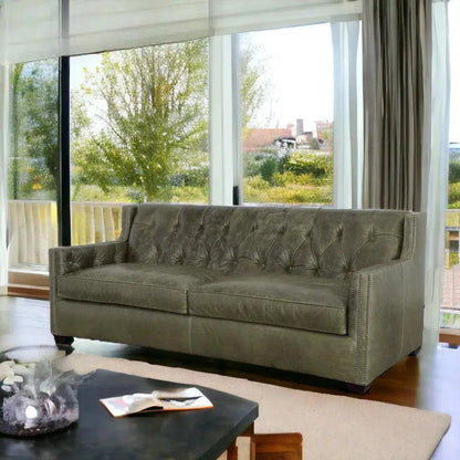 Leather Sofa - 90 Henry  Grain Leather Couch