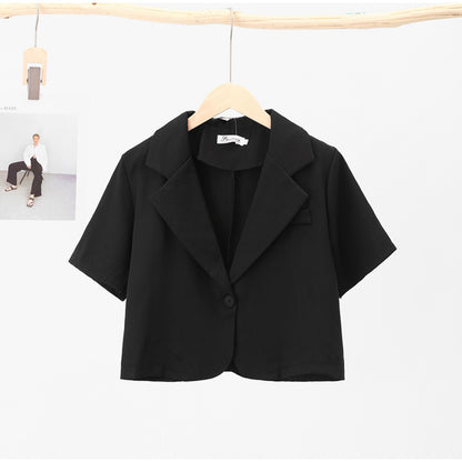 Elegant Women's Office Suit Set - Short Sleeve Blazers