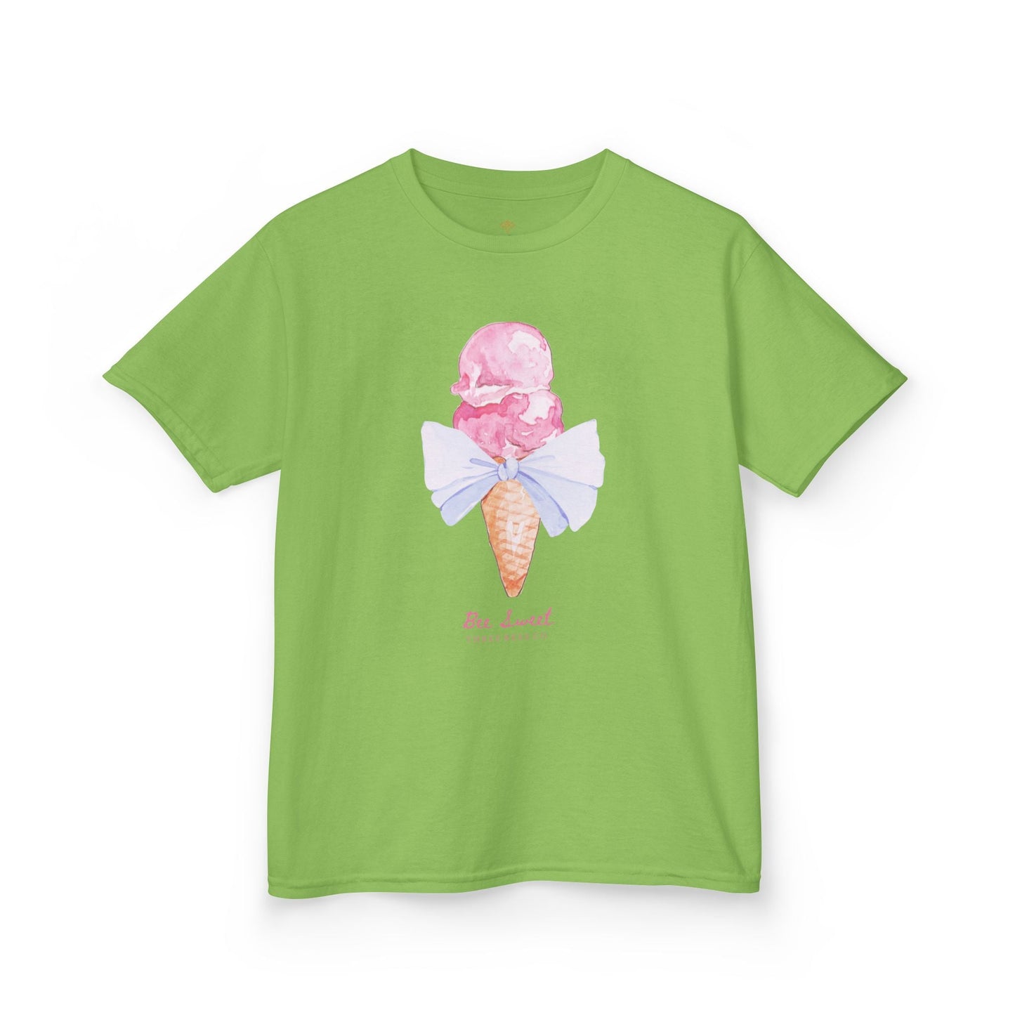 Bee Sweet Preppy Ice Cream Cone with Bow Girls Short Sleeve Youth Hive Tee