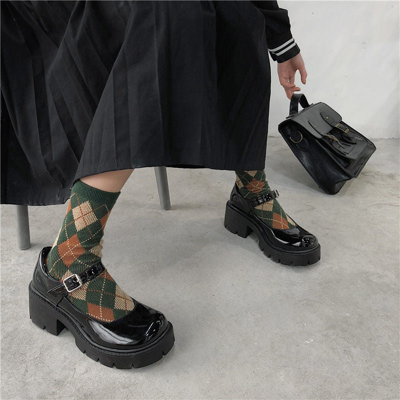 Mary Jane Chunky Heel Vintage Style Shoes