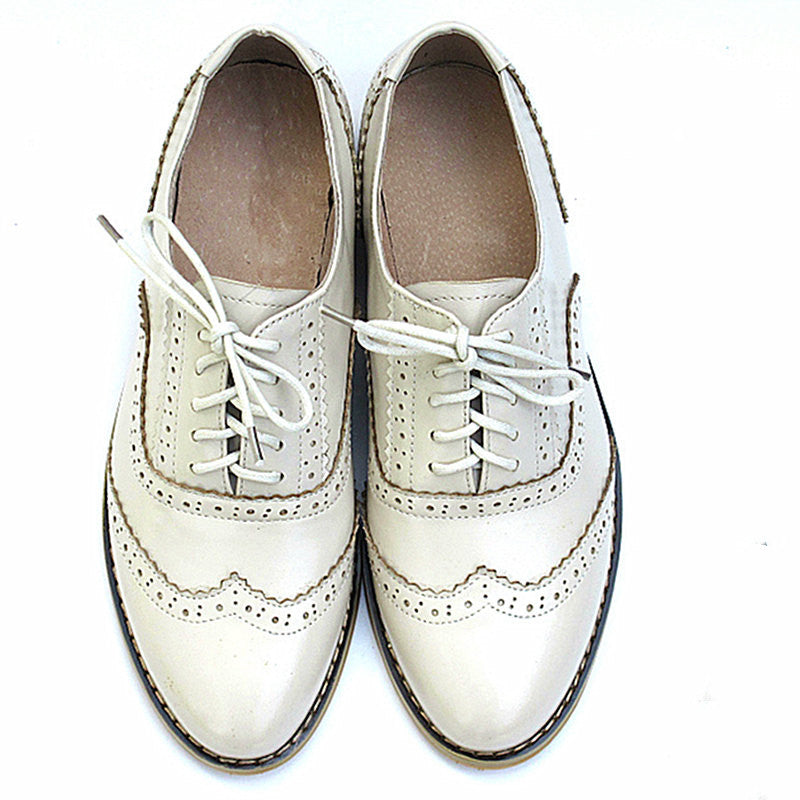 Women's British Style Pointed Toe Leather Flats