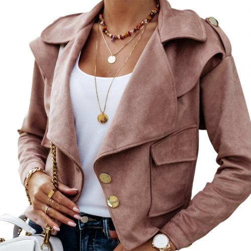 Women's Velvet Button Jacket with Lapel for Autumn/Winter