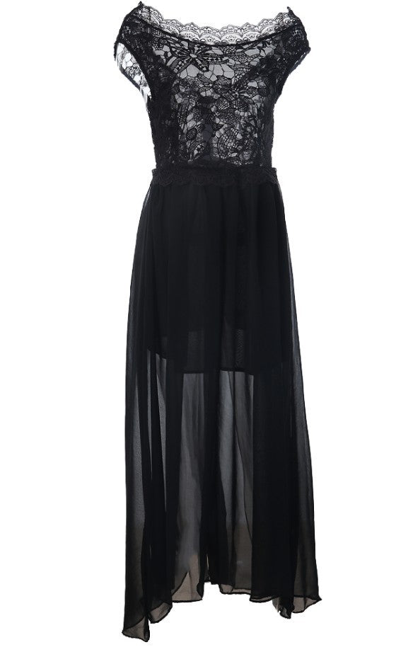 Elegant Lace Backless Sleeveless Maxi Dress