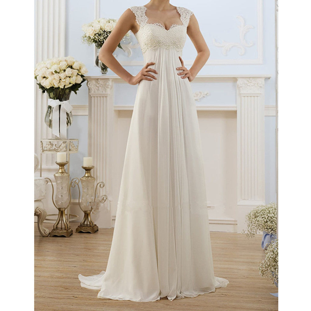 Lace Panel Maxi Dress - Elegant Evening Gown