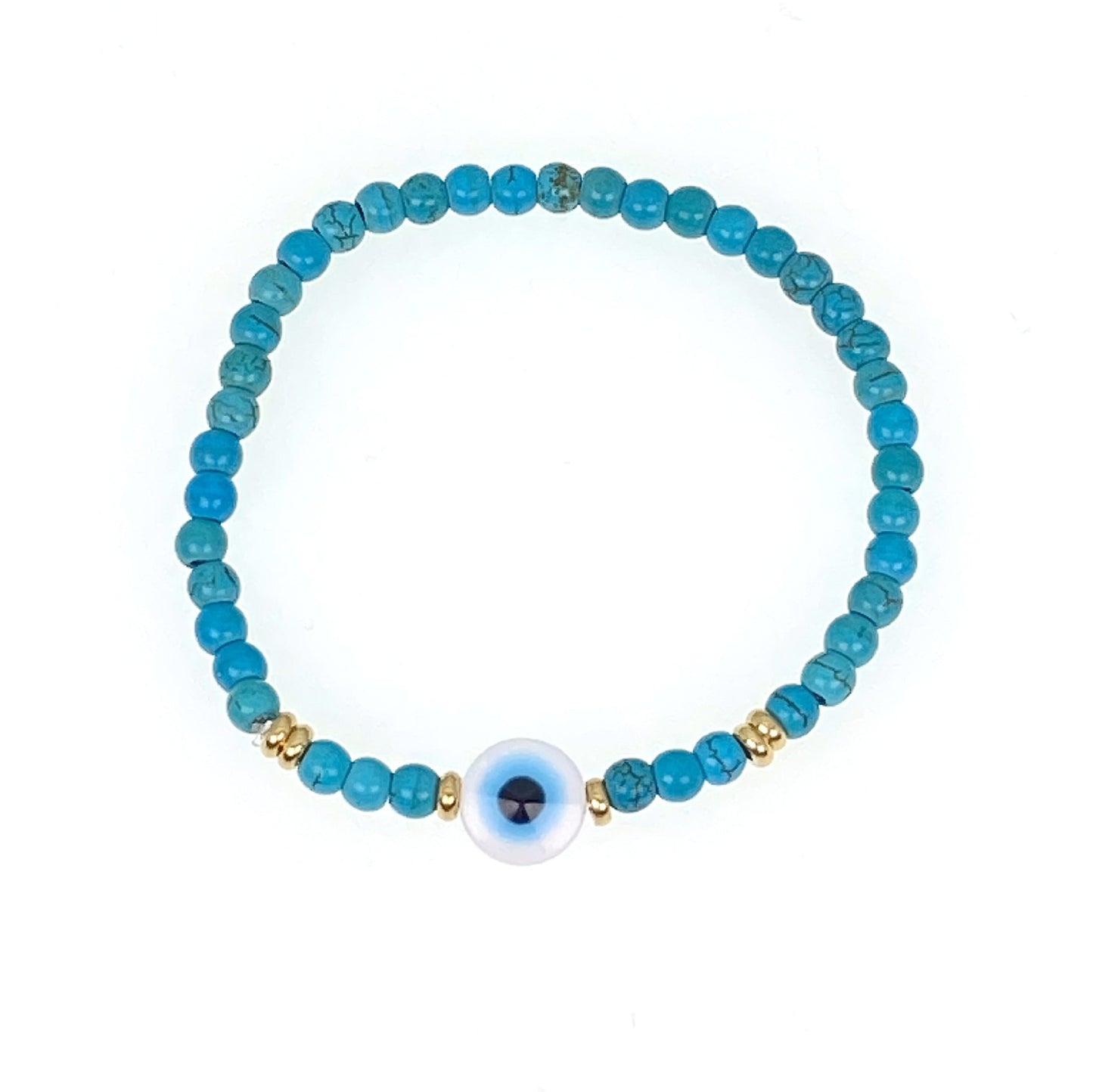 Natural Turquoise Blue Eye Lucky Beads Bracelet