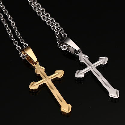 Titanium Steel Men's Cross Pendant Necklace