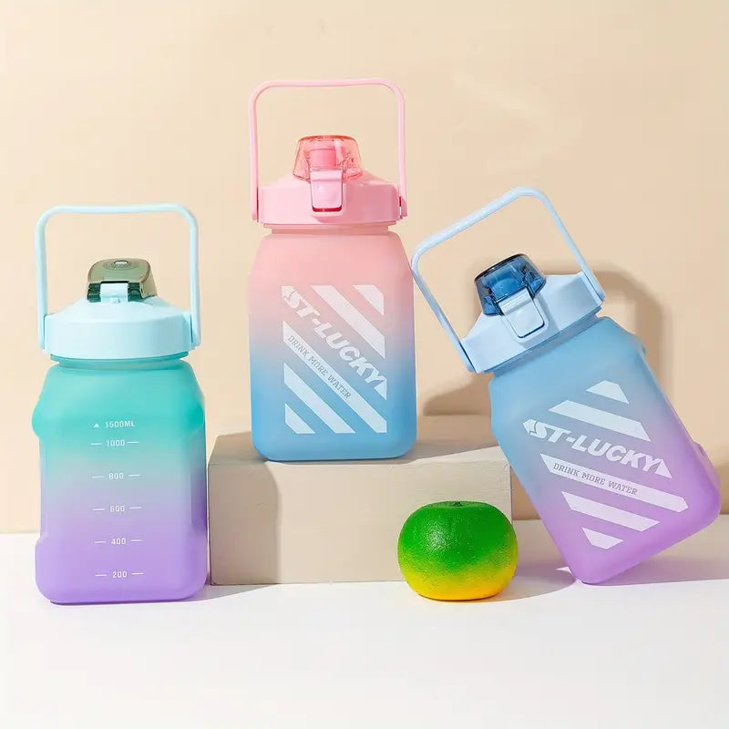 Sports Water Bottle with Straw and Auto Spout Lid 1500ml