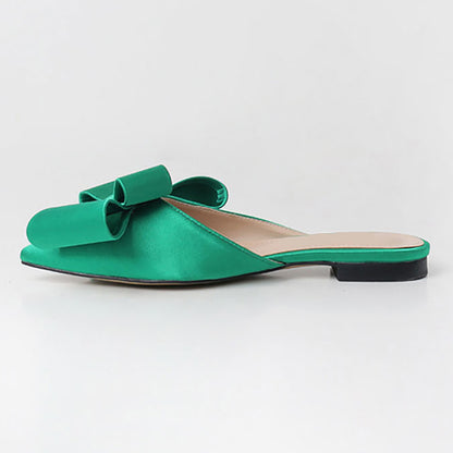 Pointed Toe Bow Flat Shoes - Fashion Slip-On Sandals