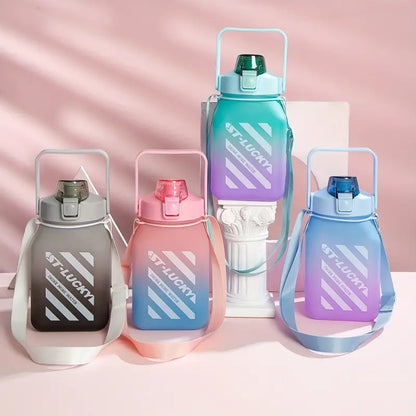 Sports Water Bottle with Straw and Auto Spout Lid 1500ml