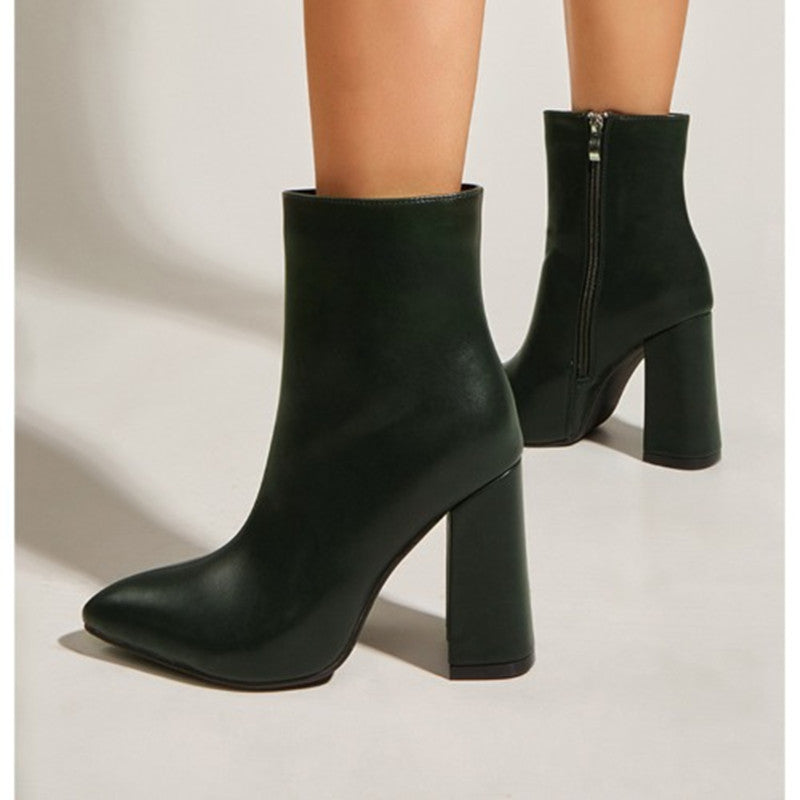 Women's Thick-heeled Pointed High-heeled Boots