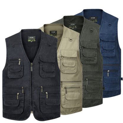 Casual Denim Fishing Vest for Middle-aged Men