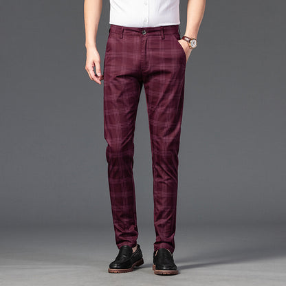 Trendy Youth Plaid Pants for Men - Slim Fit Style