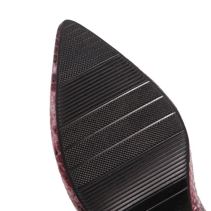 Snake Print Pointed Toe Heeled Sandals for Women
