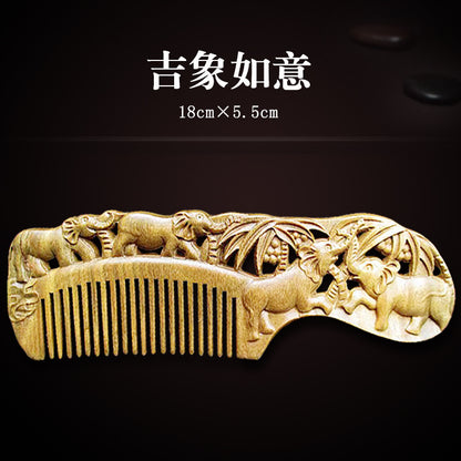 Wholesale Green Sandalwood Double-Sided Carved Comb Set