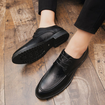 Autumn Black Leather Shoes for Youth
